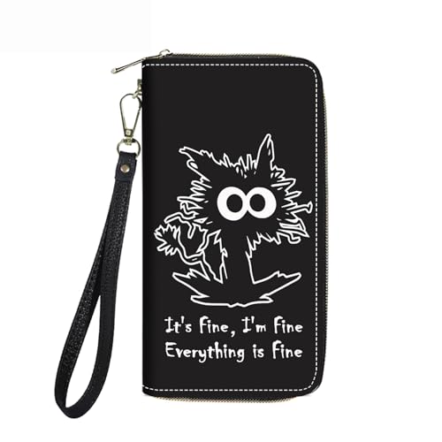 FVAENDHIO Damen Geldbörse mit großem Fassungsvermögen, PU-Leder, Doppelreißverschluss, Clutch, Geldbörse, multifunktional, mit abnehmbarem Handgelenkriemen für Smartphone/Münze/Karte/Bargeld von FVAENDHIO