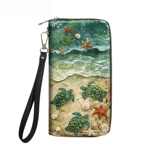 FVAENDHIO Damen Geldbörse mit großem Fassungsvermögen, PU-Leder, Doppelreißverschluss, Clutch, Geldbörse, multifunktional, mit abnehmbarem Handgelenkriemen für Smartphone/Münze/Karte/Bargeld von FVAENDHIO