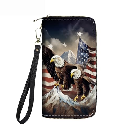 FVAENDHIO Damen-Geldbörse mit großem Fassungsvermögen, PU-Leder, Doppelreißverschluss, Clutch, Geldbörse, multifunktional, mit abnehmbarem Handgelenkriemen für Smartphone/Münze/Karte/Bargeld von FVAENDHIO