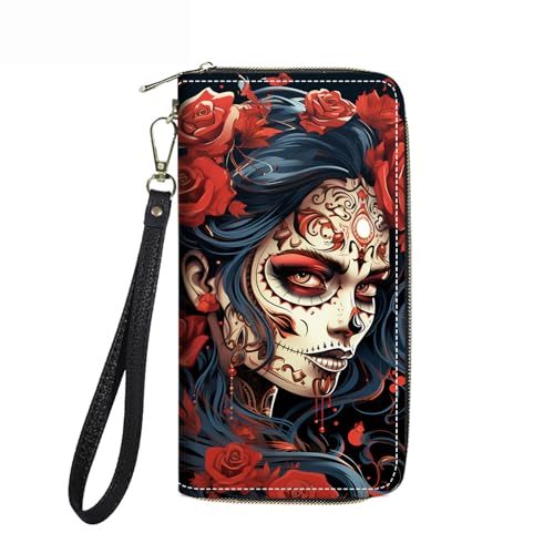 FVAENDHIO Damen-Geldbörse mit großem Fassungsvermögen, PU-Leder, Doppelreißverschluss, Clutch, Geldbörse, multifunktional, mit abnehmbarem Handgelenkriemen für Smartphone/Münze/Karte/Bargeld von FVAENDHIO