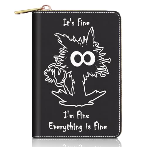 FVAENDHIO Kreditkartenetui für Damen, Kolibri-Blumen-Design, RFID-blockierend, kleines Leder-Kartenetui, Geldbörse, Reißverschluss, Akkordeon-Geldbörsen, Lustige Katze, Modisch von FVAENDHIO