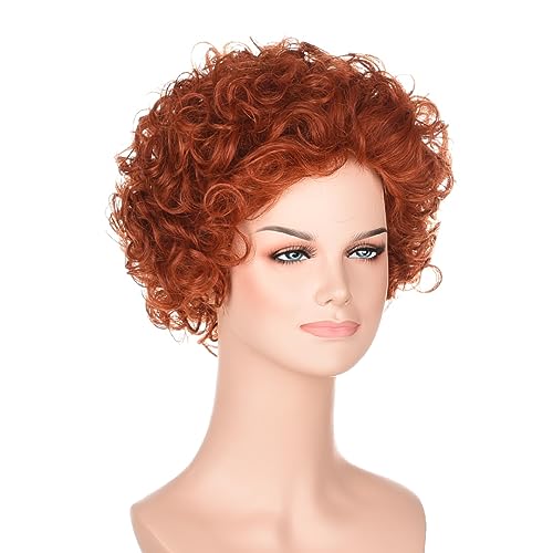 Annie Perücke Erwachsene Cosplay FVCENT Kurze Lockige gewellte Afro Perücke Reddish Orange Clown Perücke Frauen Waise Annie Kostüm Perücke Party Halloween Cosplay Kostüm Perücke (Auburn) von FVCENT