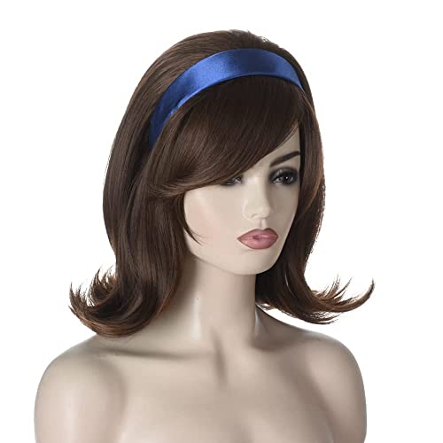 Retro Perücken für Frauen FVCENT 70er Jahre Retro Bienenstock Stil Vintage Look Flicked Beehive Bob 50'er Stil Perücke Kostüm Frauen Perücke mit Bangs Halloween wtih Navy Stirnband (Brown) von FVCENT