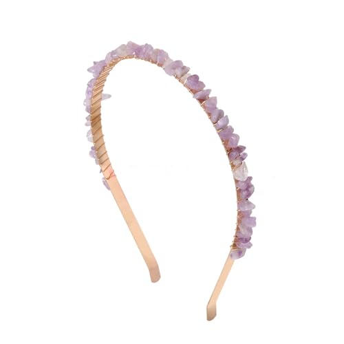 1 stück Rose Quartzs Stirnbänder for Frauen Unregelmäßigen Kies Naturstein Kristall Amethysten Citrines Aquamarine Haar Hoops Schmuck(Lilac) von FVCTGHZ