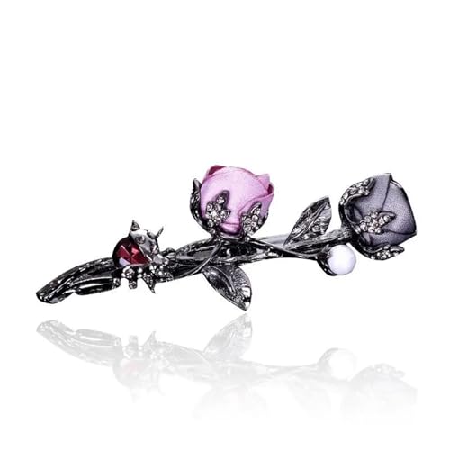 1Pc Mode Frauen Rose Perle Haarnadel Zubehör Rose Blume Kristall Haar Clip(Purple) von FVCTGHZ