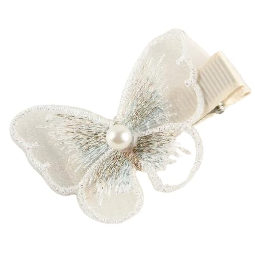 2 stücke Nette Baby Haarnadel Mädchen Stoff Intarsien Perle Schmetterling Haarnadel Weibliche Kleine Frische Liu Haibian Clip Kinder Zubehör In Mädchen(Beige) von FVCTGHZ