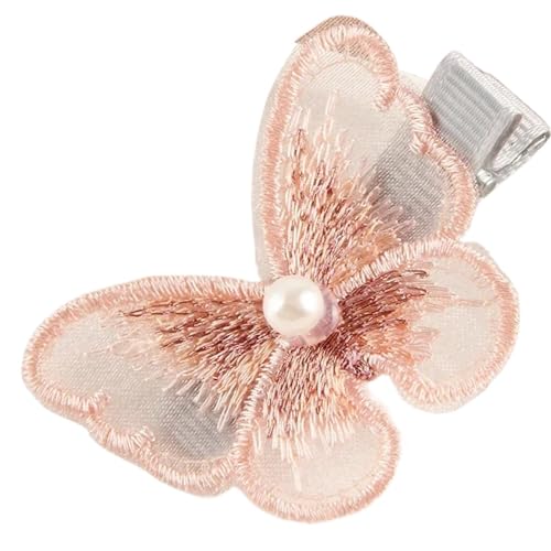 2 stücke Nette Baby Haarnadel Mädchen Stoff Intarsien Perle Schmetterling Haarnadel Weibliche Kleine Frische Liu Haibian Clip Kinder Zubehör In Mädchen(Red) von FVCTGHZ
