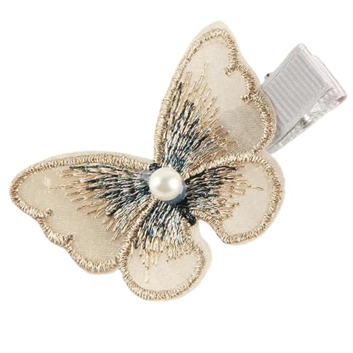 2 stücke Nette Baby Haarnadel Mädchen Stoff Intarsien Perle Schmetterling Haarnadel Weibliche Kleine Frische Liu Haibian Clip Kinder Zubehör In Mädchen(Yellow) von FVCTGHZ