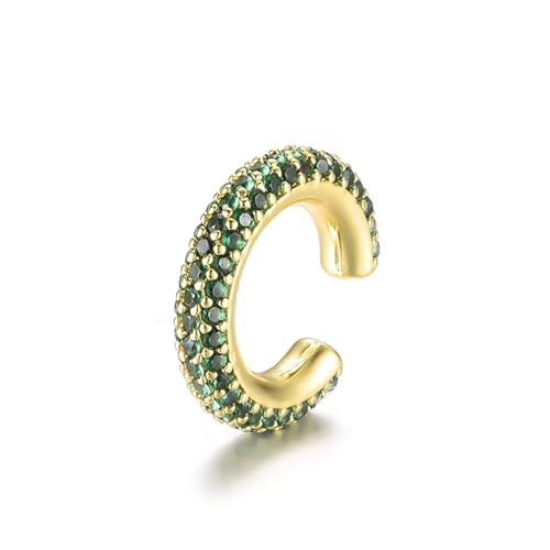 2PC Runde C Form Knorpel Clip Ohrringe for Frauen Gefälschte Keine Durchbohrten Ohrringe AAAA Zirkonia(Gold-Green) von FVCTGHZ