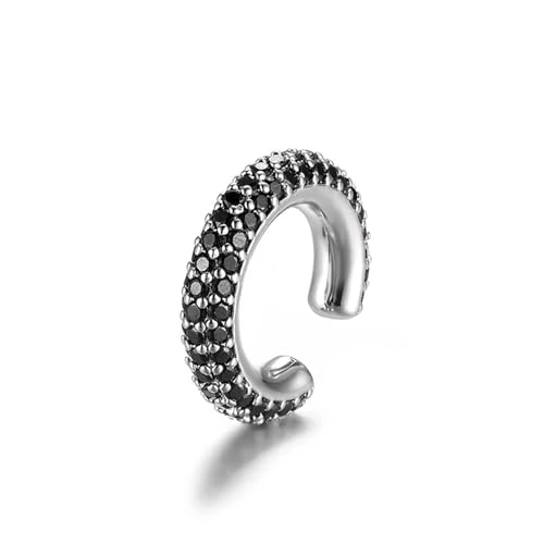 2PC Runde C Form Knorpel Clip Ohrringe for Frauen Gefälschte Keine Durchbohrten Ohrringe AAAA Zirkonia(Silver-Black) von FVCTGHZ