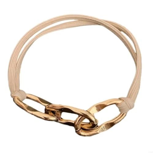 2pc Elastische Haar Krawatten Armband for Frauen Modische Metall Kette Pferdeschwanz Halter Scrunchie for Dicke(Coarse chain 2pc) von FVCTGHZ