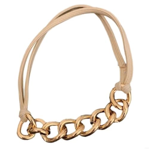 2pc Elastische Haar Krawatten Armband for Frauen Modische Metall Kette Pferdeschwanz Halter Scrunchie for Dicke(Thin chain2pc) von FVCTGHZ