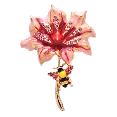 3 STÜCKE Nette Biene Und Schöne Blume Broschen Pins for Frauen Unisex 3-farbe Emaille Pflanzen Party(PINK 1PC) von FVCTGHZ