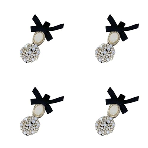 4 STK Haarspange mit Strasssteinen und Perlenschleife for Damen, Haarspange mit Perlenschleife, Haarspange mit Strasssteinen for schwarze Mädchen, schwarze zarte Haaraccessoires for Damen, süße Haarsp von FVCTGHZ