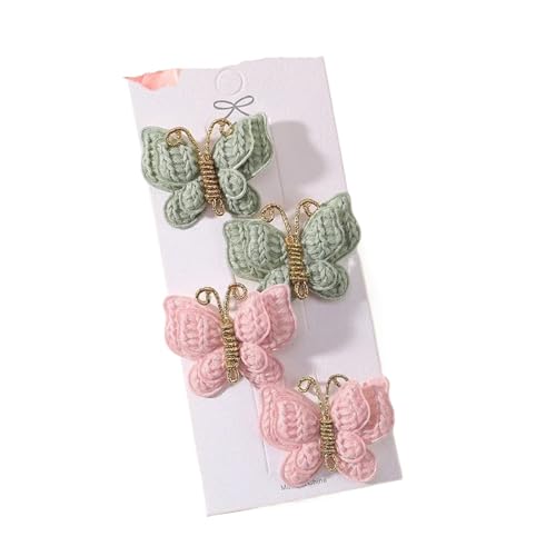 4 Teile/satz Neue Nette Baby Mädchen Bogen Haarnadel Wolle Gestrickte Headwear Handgemachte Häkeln Schmetterling Haarnadel Kinder Haar Zubehör(Color1) von FVCTGHZ