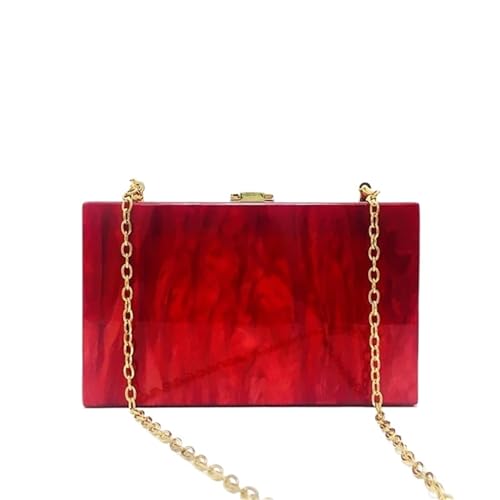 Acryl Abendtasche Pure Red Pearl Clutch Handtasche Hochzeit Braut Kette Schulter von FVCTGHZ