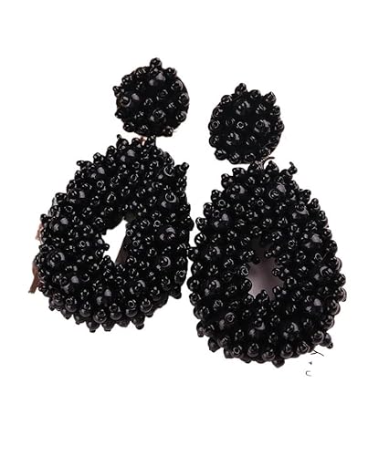 Böhmische Perlenohrringe im Tropfenstil, böhmische tropische Perlenstickerei-Ohrringe for Frauen und Mädchen(Black 1PC) von FVCTGHZ