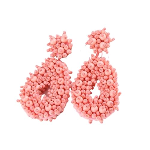 Böhmische Perlenohrringe im Tropfenstil, böhmische tropische Perlenstickerei-Ohrringe for Frauen und Mädchen(PINK 1PC) von FVCTGHZ