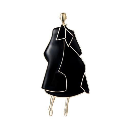 Charmante Temperament Dame Broschen for Frauen Emaille Mode Modell Mädchen Figur Brosche Pin Casual(Black) von FVCTGHZ
