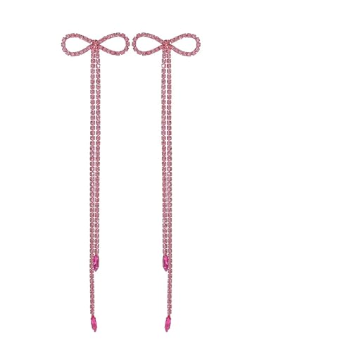 Design Exquisite Voller Diamanten Bogen Quaste Extra lange Ohrringe Weibliche Persönlichkeit Kreative(Red) von FVCTGHZ