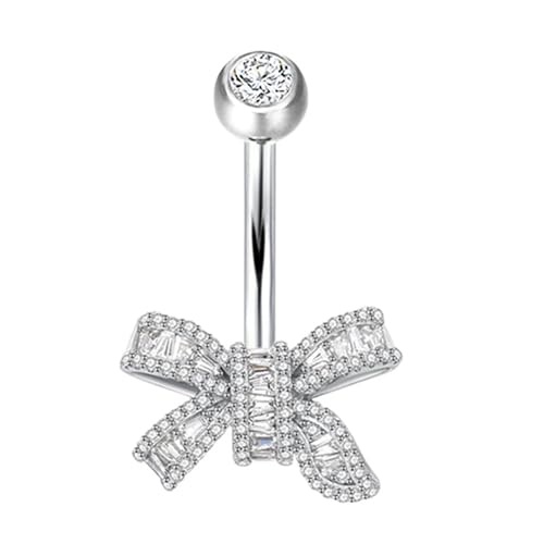 FVCTGHZ 925 Sterling Silber Bowknot Bauchnabel Piercing Frauen Schmuck Bauchnabel Ring Sexy Dünne Stange(Rod length 8mm,Rod thick 1.2mm) von FVCTGHZ