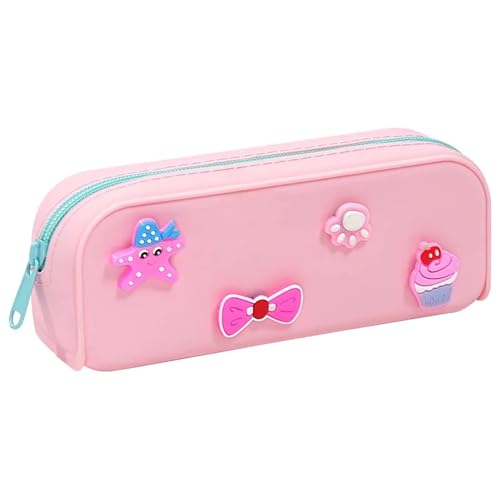 FVCTGHZ Cartoon Silikon Bleistift Fall Student Schreibwaren Große Kapazität Wasserdicht Schule Liefert Mädchen(Pink) von FVCTGHZ