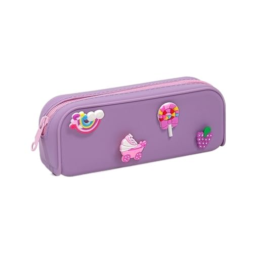 FVCTGHZ Cartoon Silikon Bleistift Fall Student Schreibwaren Große Kapazität Wasserdicht Schule Liefert Mädchen(Purple) von FVCTGHZ