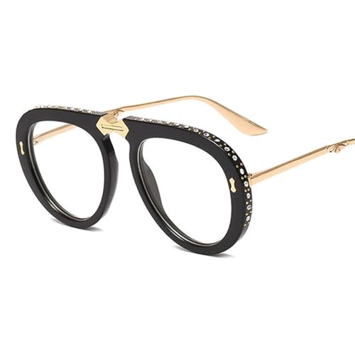 FVCTGHZ Faltbare Retro Diamant Sonnenbrille Männer Frauen Fashion Shades UV400 Vintage Brille(Black Transparent-Diamond) von FVCTGHZ