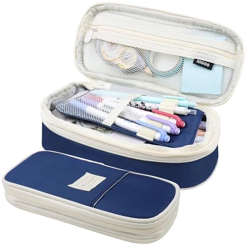 FVCTGHZ Federmäppchen mit großer Kapazität, Tasche, Halter, Box for Büro, Studenten, Organizer, Schulschreibwaren(573 Dark Blue) von FVCTGHZ