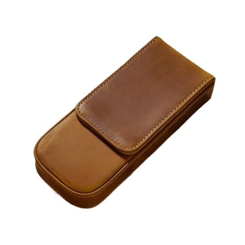 FVCTGHZ Füllfederhalter-Etui aus echtem Leder, Abnehmbarer Tabletthalter for DREI Kugelschreiber, Tintenroller, Bleistifte(Brown Suede) von FVCTGHZ