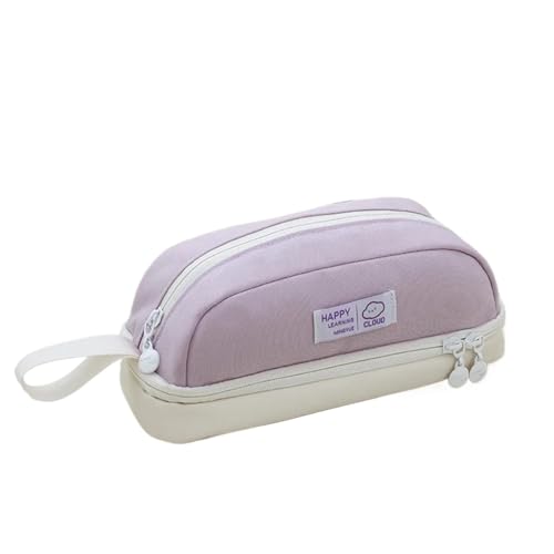 FVCTGHZ Große Kapazität Schreibwaren Tasche Doppel Schicht Student Schreibwaren Box Bleistift Beutel Student Zurück zu Schule(Purple) von FVCTGHZ