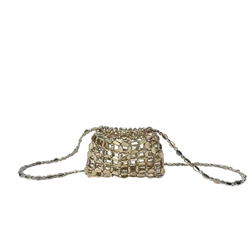 FVCTGHZ Handgemachte Perlen Acryl Handytasche Retro Sle Korb Handtasche Single Strap Tasche(Gold 1pc) von FVCTGHZ