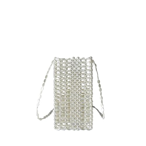 FVCTGHZ Handgemachte silberne flache Perlenkette Handy-Geldbörse, Crossbody kleine Design-Umhängetasche(Color2) von FVCTGHZ