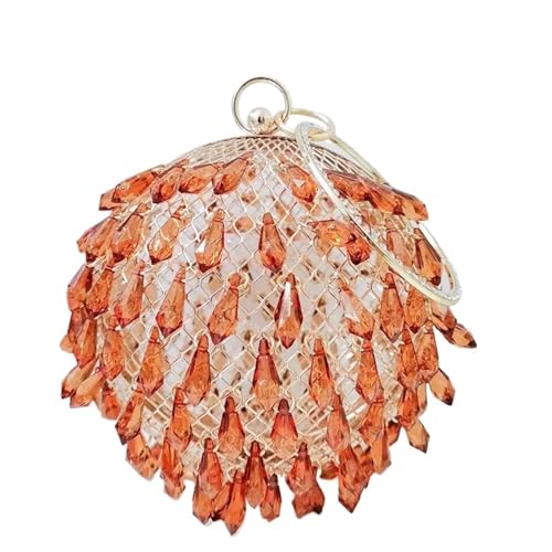 FVCTGHZ Kristall Diamanten Acryl Runde Ball Kupplung Handtasche Frauen Abend Party Tasche Box Kreis Top Griff(Amber 1PC) von FVCTGHZ