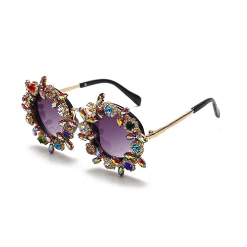 FVCTGHZ Mode Doppelt gewebte Lederkette Sonnenbrille Erwachsene Universal Rundrahmen Personalisiert(Color3) von FVCTGHZ