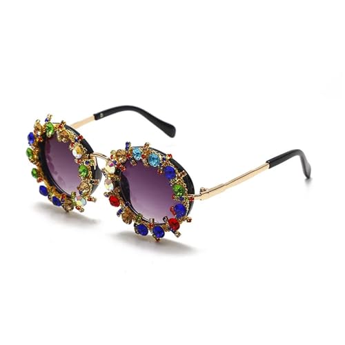 FVCTGHZ Mode Doppelt gewebte Lederkette Sonnenbrille Erwachsene Universal Rundrahmen Personalisiert(Color4) von FVCTGHZ