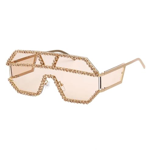 FVCTGHZ Mode übergroße quadratische Diamant-Sonnenbrille Frauen Markendesigner Brille Metall Strass Brillen(Color2) von FVCTGHZ