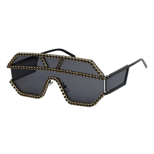 FVCTGHZ Mode übergroße quadratische Diamant-Sonnenbrille Frauen Markendesigner Brille Metall Strass Brillen(Color6) von FVCTGHZ