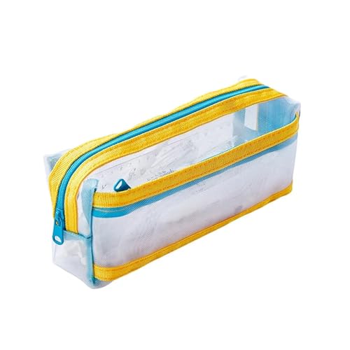 FVCTGHZ Multifunktionales Federmäppchen aus Netzstoff, große Kapazität, mehrschichtige Schreibwarentasche, Aufbewahrungstaschen for Schreibwaren(Yellow-Green) von FVCTGHZ