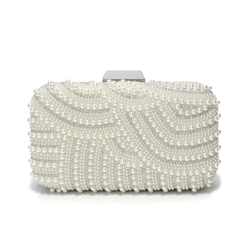 FVCTGHZ Perlen Frauen Clutch Taschen Perle Aushöhlen Metall Kette Schulter Handtaschen Klappe Glitter Strass von FVCTGHZ