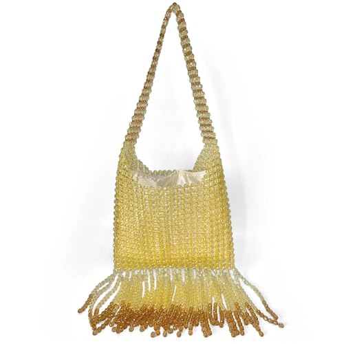 FVCTGHZ Stilvolle Acryl Metall Gefühl frauen Handtasche Quaste Handgemachte Weben Perlen Unterarm Taschen Schulter von FVCTGHZ