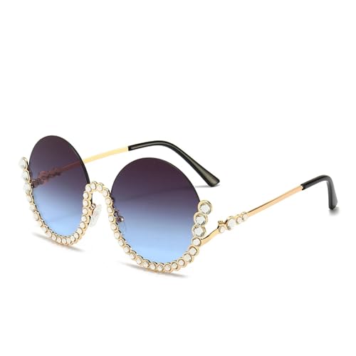FVCTGHZ Vintage Runde Diamant Sonnenbrille Frauen Sexy Luxus Halb Oval Kristall Retro Sonnenbrille Mode(Color3) von FVCTGHZ
