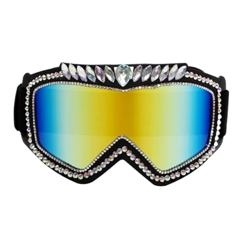 FVCTGHZ Vintage-Sonnenbrille mit Strasssteinen, Fahrrad-Sonnenbrille, bunte Sonnenschutzbrille for Festivals im Freien(Color1) von FVCTGHZ