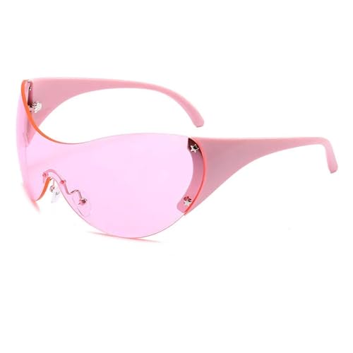 FVCTGHZ Vintage Stars Y2K Sonnenbrille Damenmode Randlose Sonnenbrille Herren Hip Pop Übergroße Sonnenbrillen(PINK 1PC) von FVCTGHZ