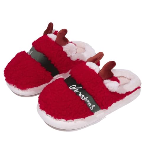 FVCTGHZ Weihnachtshausschuhe, gemütliche Rentier-Hausschuhe for warme Winter-Hausschuhe mit Geweih(6.5-7.5 Women/5.5-6.5 Men) von FVCTGHZ