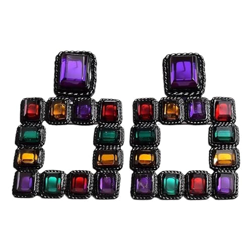 Gold Farbe Quadrat Baumeln Ohrringe Bunte Kristall Mode Strass Schmuck Zubehör for Frauen(Color3) von FVCTGHZ