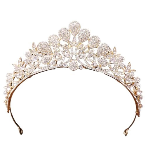 Gold Silber Farbe Kristall Krone for Frauen Mädchen Hochzeit Elegante Luxus Braut Prinzessin Pfau Party Haar Schmuck(Gold) von FVCTGHZ