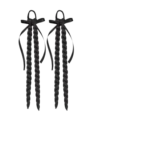 Haar Extensions Zopf Haarteil 2pc Synthetische Schleife Geflochtene Pferdeschwänze Haarverlängerungen for Frauen Mit Elastischem Haarband Haarteile Schwarz Braun Gefälschte Haare(Black) von FVCTGHZ