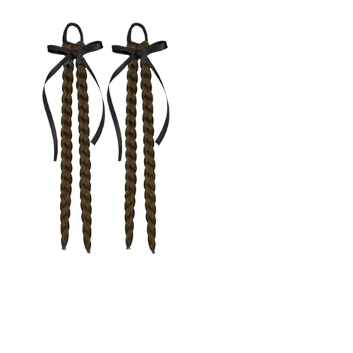 Haar Extensions Zopf Haarteil 2pc Synthetische Schleife Geflochtene Pferdeschwänze Haarverlängerungen for Frauen Mit Elastischem Haarband Haarteile Schwarz Braun Gefälschte Haare(Brown Suede) von FVCTGHZ