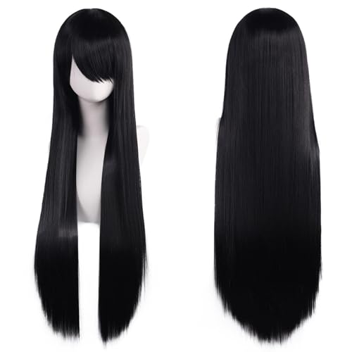 Haar Extensions Zopf Haarteil 32" 80cm Long Straight Natural Hair Cosplay Wigs with Bangs Heat Resistant Synthetic Colorful Halloween Cosplay Anime Costume Party Daily Use Wigs for Women, Light Gold(B Haar Extensions Zopf Haarteil 32" 80cm Long Straight Natural Hair Cosplay Wigs with Bangs Heat Resistant Synthetic Colorful Halloween Cosplay Anime Costume Party Daily Use Wigs for Women, Light Gold(B von FVCTGHZ